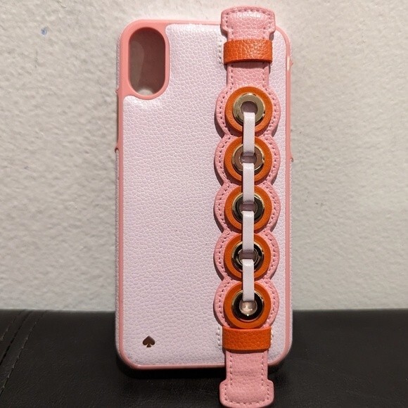 Kate Spade New York Grommet Hand Strap Stand iPhone Xs iPhone X Case Pink - Picture 3 of 12